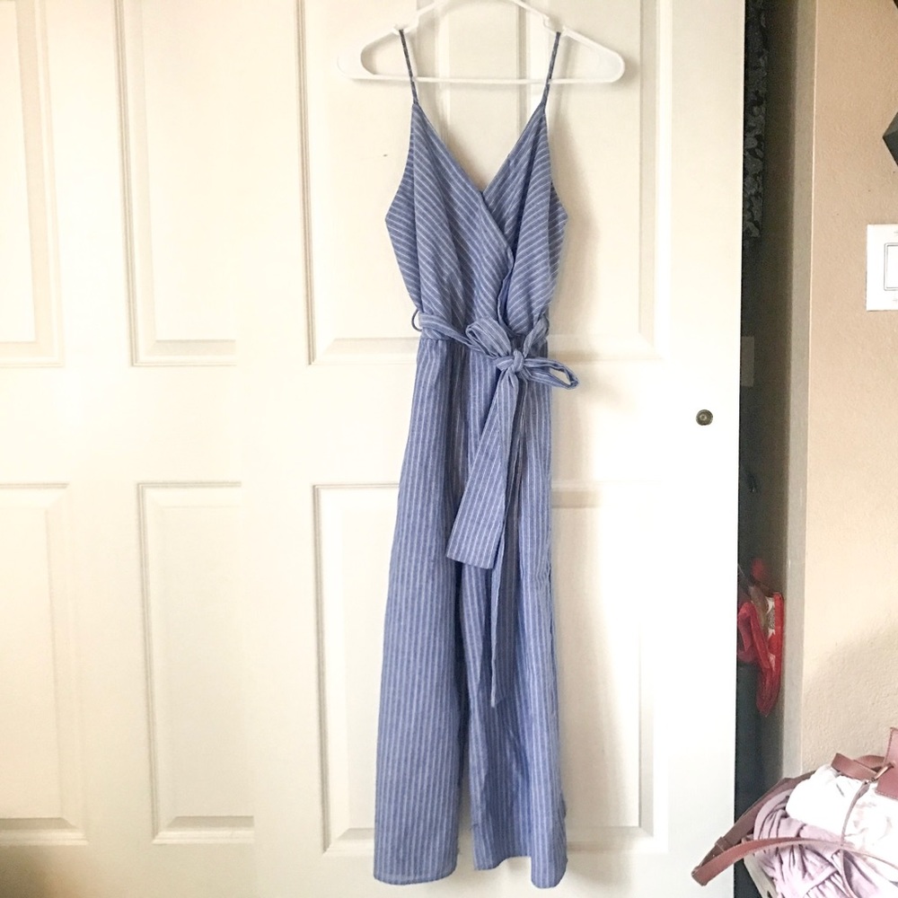 New blue jumpsuit with white stripes! So cute!